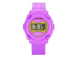 Reloj Electrónico Digital Para Niños Con Dial Redondo Pulsera Morado