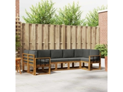 Vidaxl Conjunto De Sofás Para Exterior 7 Unid. Natural E Antracite