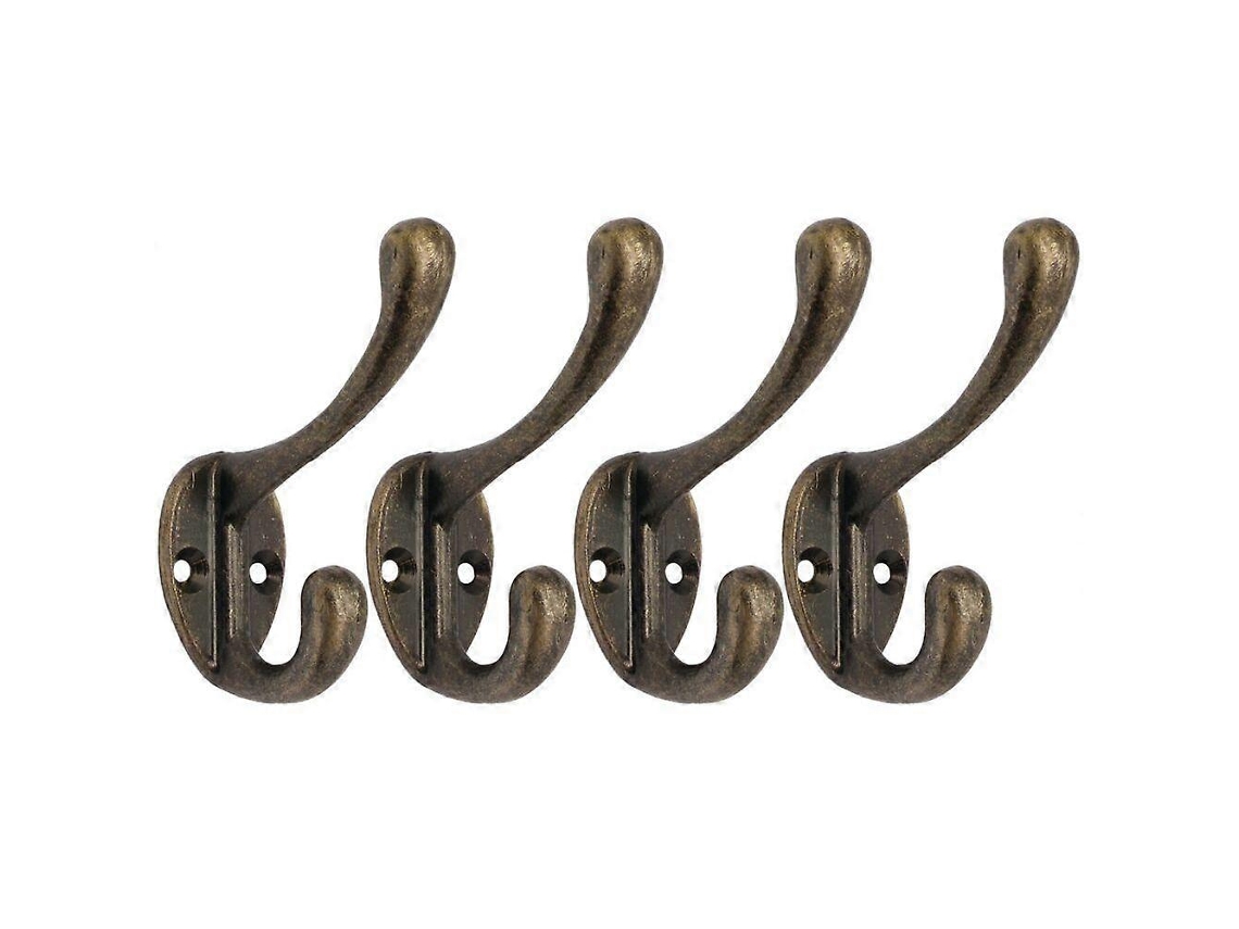 Ganchos** Kit com 4** Cabides para Parede, Porta, Vestidos, Banheiro, Roupas+ Suportes Htq Latão Antigo BRILVIBERA