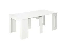 Mesa de Jantar Extensível Melamina de Madeira e Aço Cor Branco 180x85x75 cm Homcom