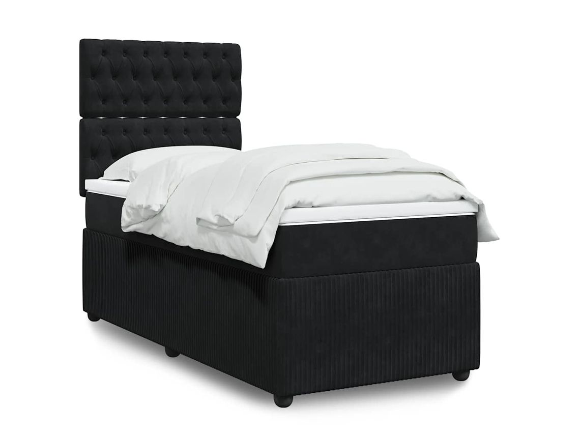 Cama Com Molas/colchão 90x200 Cm Veludo Preto