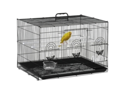 Gaiola Pássaros, 2poleiros+3entradas+bandeja+2recipientes, Arame+plástico, 60x41x41cm, Preta Ge