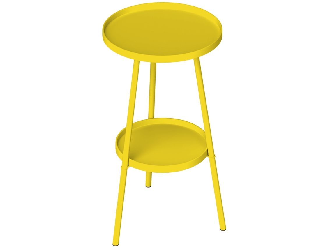 Mesinha Redonda 2 Níveis Ø32x51cm Jardim E Varanda Metal Amarelo