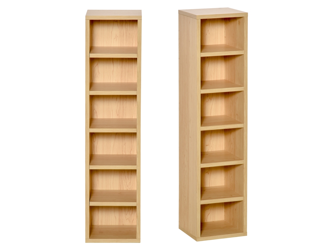 Conjunto de 2 Prateleiras BTFORUS para CD e DVD, 21x19x88cm, cor Faia, máx. 160 CDs