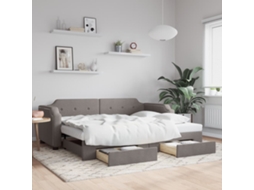 Vidaxl Sofá-cama C/ Gavetão/gavetas 100x200cm Tecido Cinza-acastanhado