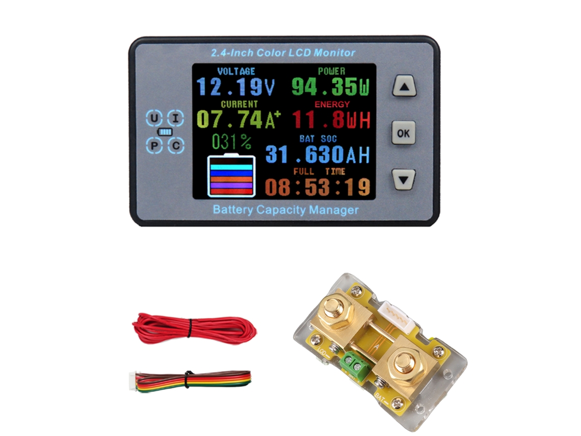 Coulômetro de Bateria Lcd 2.4 Polegadas com Detecção Bidirecional de Corrente e Função de Memória com MARCA