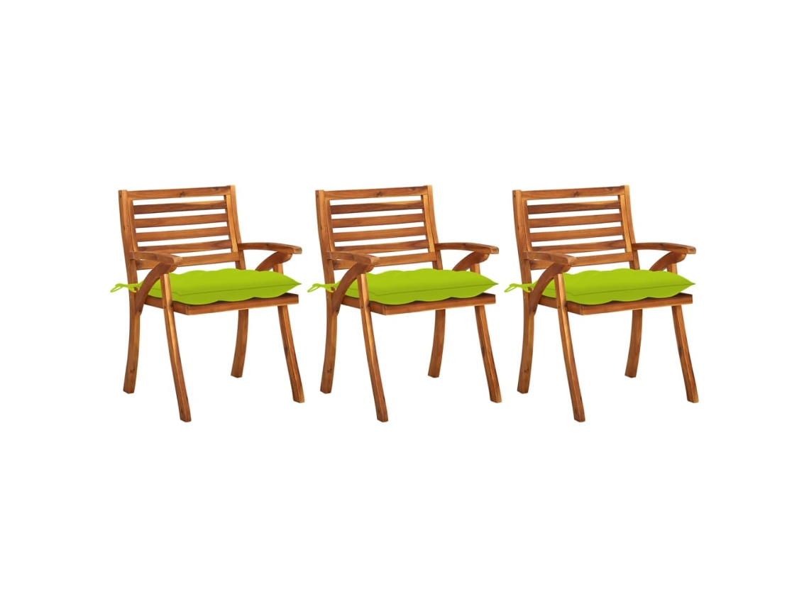 Vidaxl Cadeiras De Jantar Jardim C/ Almofadões 3 Pcs Madeira Acácia