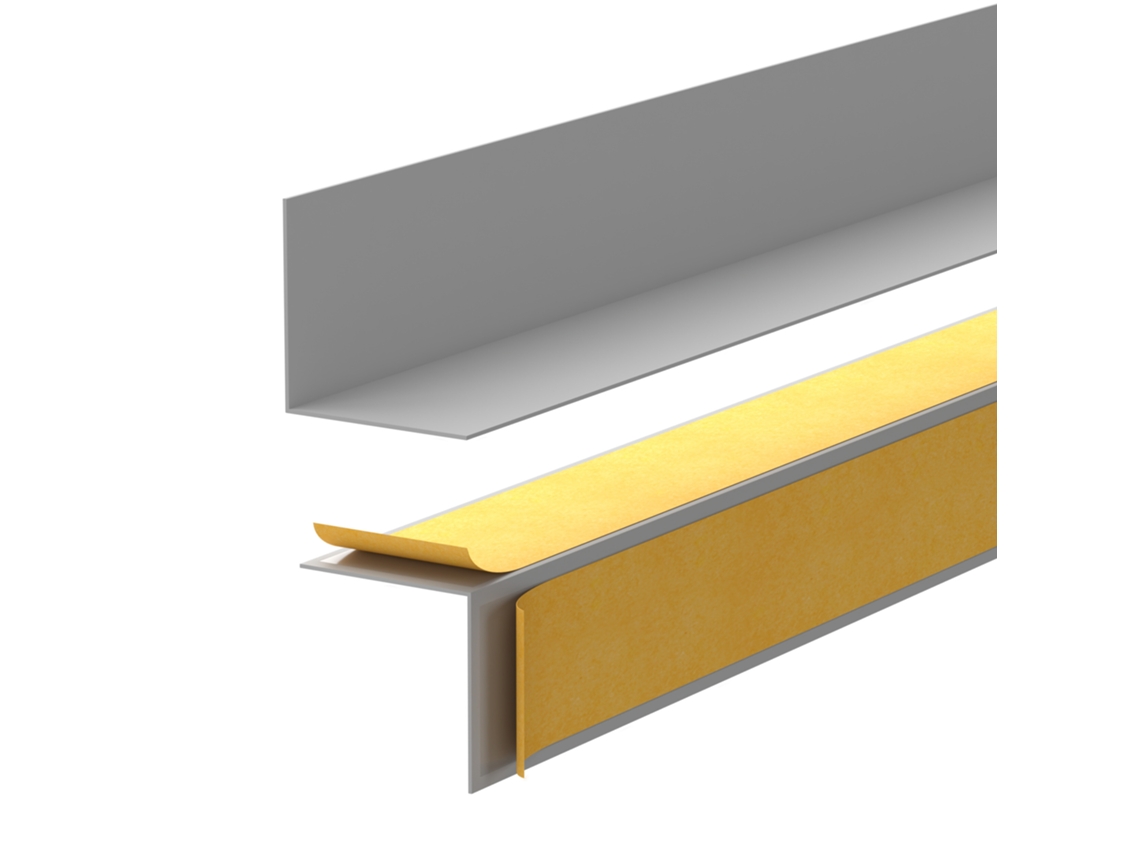Rodapé Pvc 15x15 Mm Rígido Autoadesivo Resistente Uv, 200 Cm, Cinzento