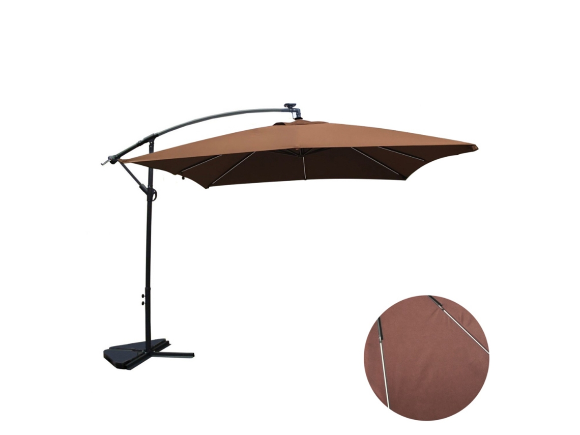 Solenzara Guarda-sol  Castanho Quadrado Com Braço Lateral 3 X 3 M Led