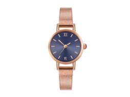 Relógio de Pulso de Moda Casual Simples Pulseira de Malha Quartzo Azul E19 w