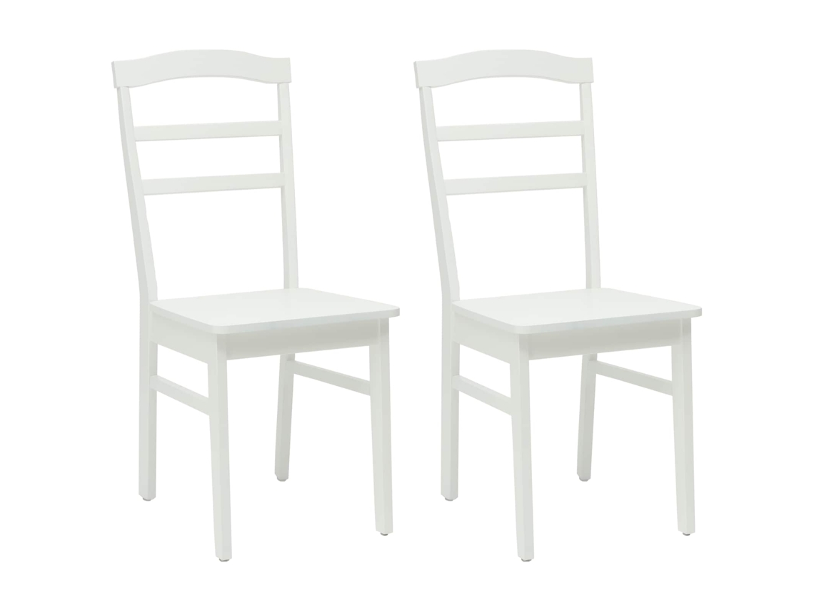 Vidaxl Cadeira De Jantar 2 Pcs Branco Madeira De Borracha Sólida
