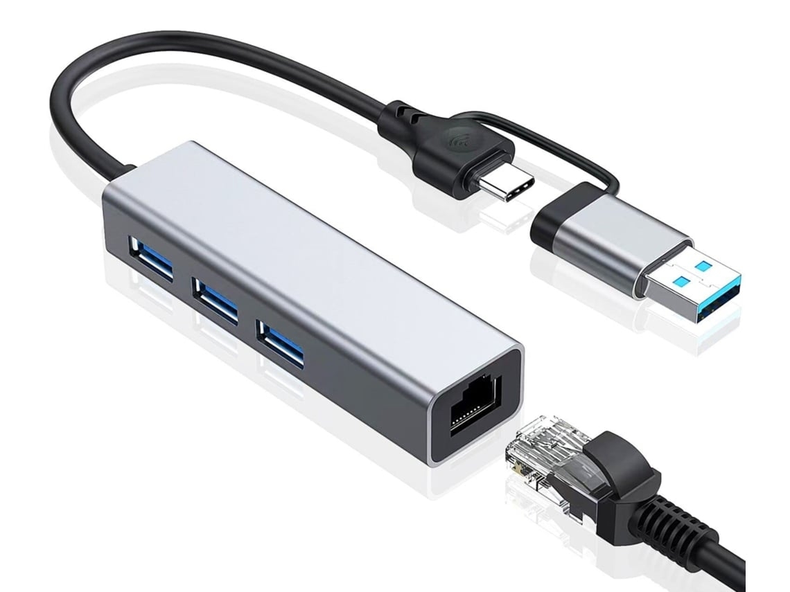Adaptador de Rede HALINUIA Usb 3.0 para Ethernet Gigabit Rj45 (1 Porta Usb c Cinzento)