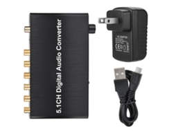 Aetheria conversor de Áudio Digital 5.1ch com Mudança Automática Fibra/coaxial e Extração de Áudio