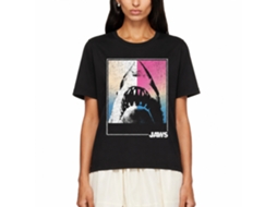 Rockinstone Jaws Movie Square Shark Black Adult T-shirt Size:s