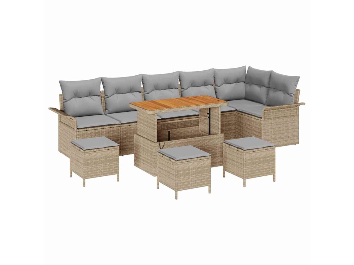 Maison Exclusive - Conjunto De Sofá De Jardim 10 Pcs Bege E Cinza Claro