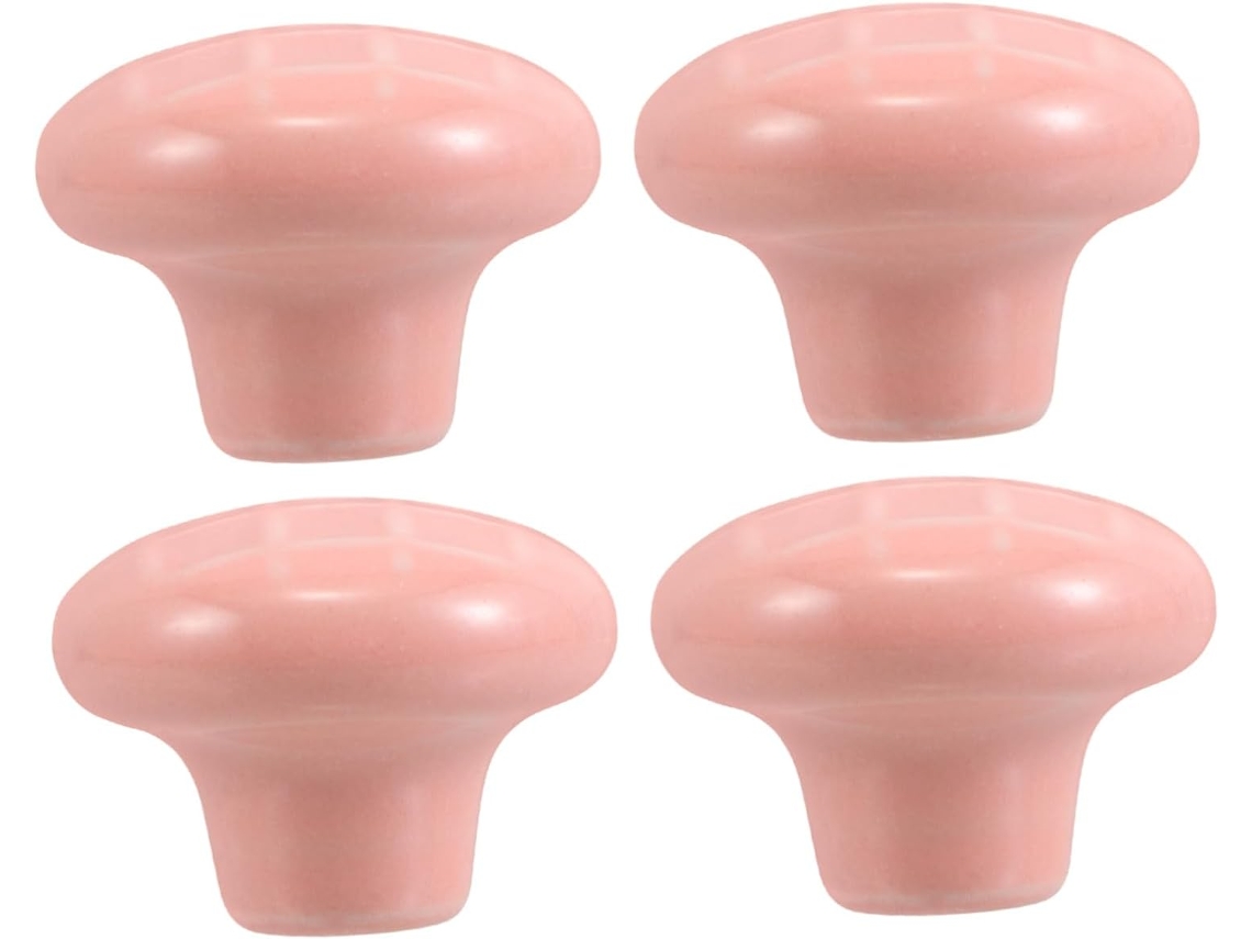 Conjunto De 4 Puxadores De Gaveta Em Cerâmica Rosa Para Guarda-roupa E Cômoda.