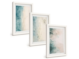 Composição De Quadros Minimalismo Em Tela Aquarela Espelharte (3 Peças 20x30 Cm)