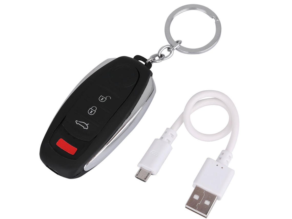 Isqueiro portátil sem chamas e à prova de vento, recarregável por USB, em formato de chave de carro