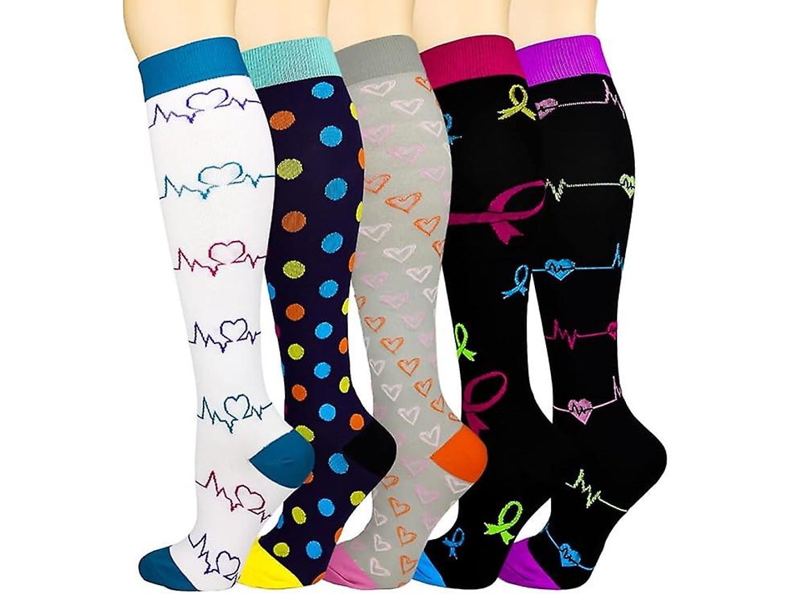 5 Pares De Meias De Compressão, Até O Joelho, Meias De Suporte. Cores Sortidas Yux G, Gg
