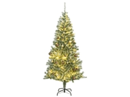 Vidaxl Árvore Natal Artificial C/ 300 Luzes Led, Bolas E Neve 210 Cm