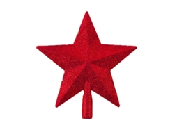 Topo De Árvore De Natal Em Forma De Estrela Com Pó Dourado Brilhante, Material Pp, Decorativo, 15cm X 15cm Vermelho