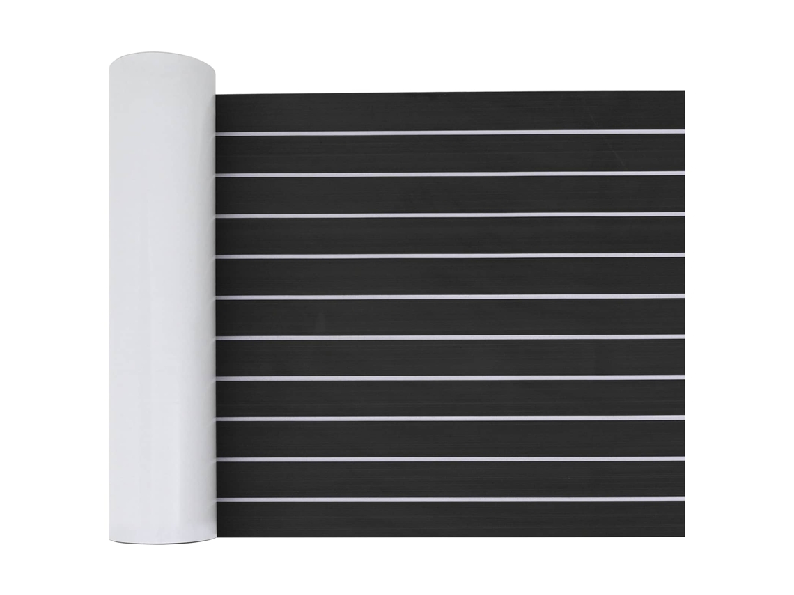 Vidaxl Tapete De Barco Riscas Cinza Escuro E Branco 240 X 60 Cm Eva