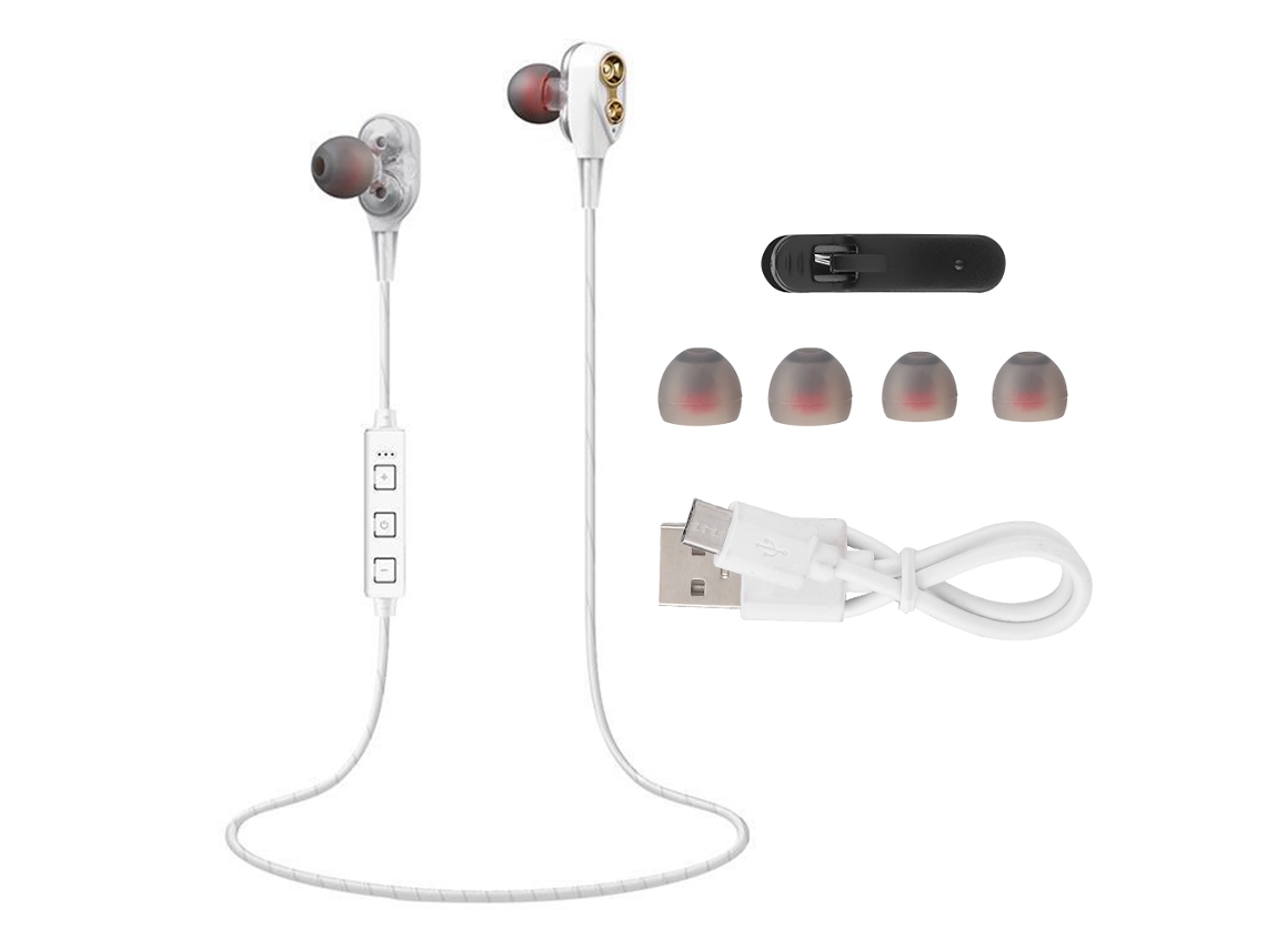 Fones de Ouvido Bluetooth Esportivos Intra auriculares com Driver Dinâmico Duplo Quad core. EOOCOO
