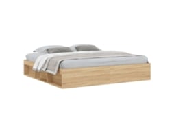 Bed Frame, Bed Frames Vidaxl Marrom Madeira Processada (200 X 200 Cm)