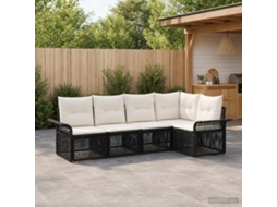 Vidaxl Conjunto De Sofá De Jardim 5 Unid. Preto Vime Pe