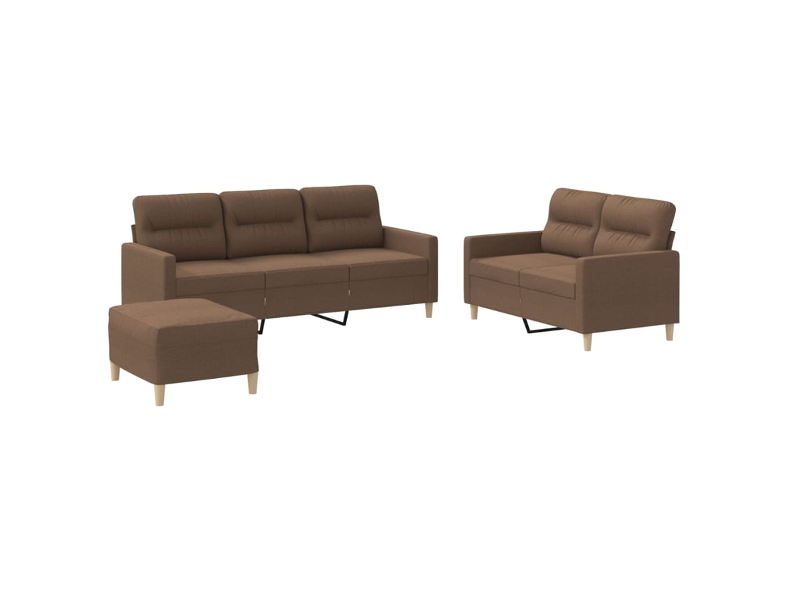 Conjunto de Sofás 3 Pcs Almofadões Tecido Castanho MAISON EXCLUSIVE