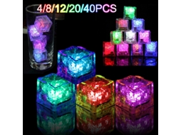 12 Peças De Cubos De Gelo Brilhantes Com Led Para Festa Rave E Casamento Zeuxo