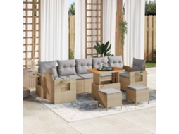Vidaxl Conjunto De Sofá De Jardim 10 Unid. Bege Vime Pe