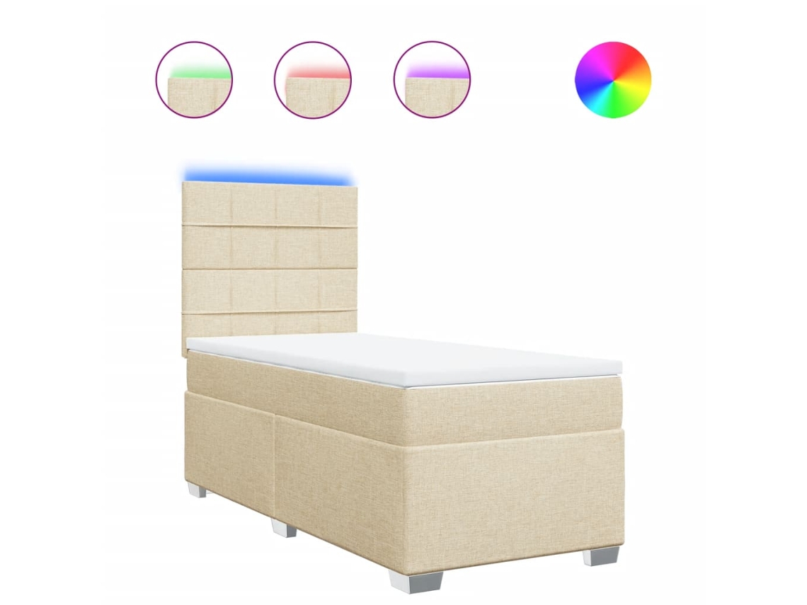 Cama com Molas/colchão 90x190 Cm Tecido Cor Creme MAISON EXCLUSIVE