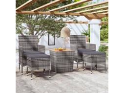 Vidaxl 5 Pcs Conjunto Bistrô De Jardim Vime Pe/acácia Maciça Cinzento