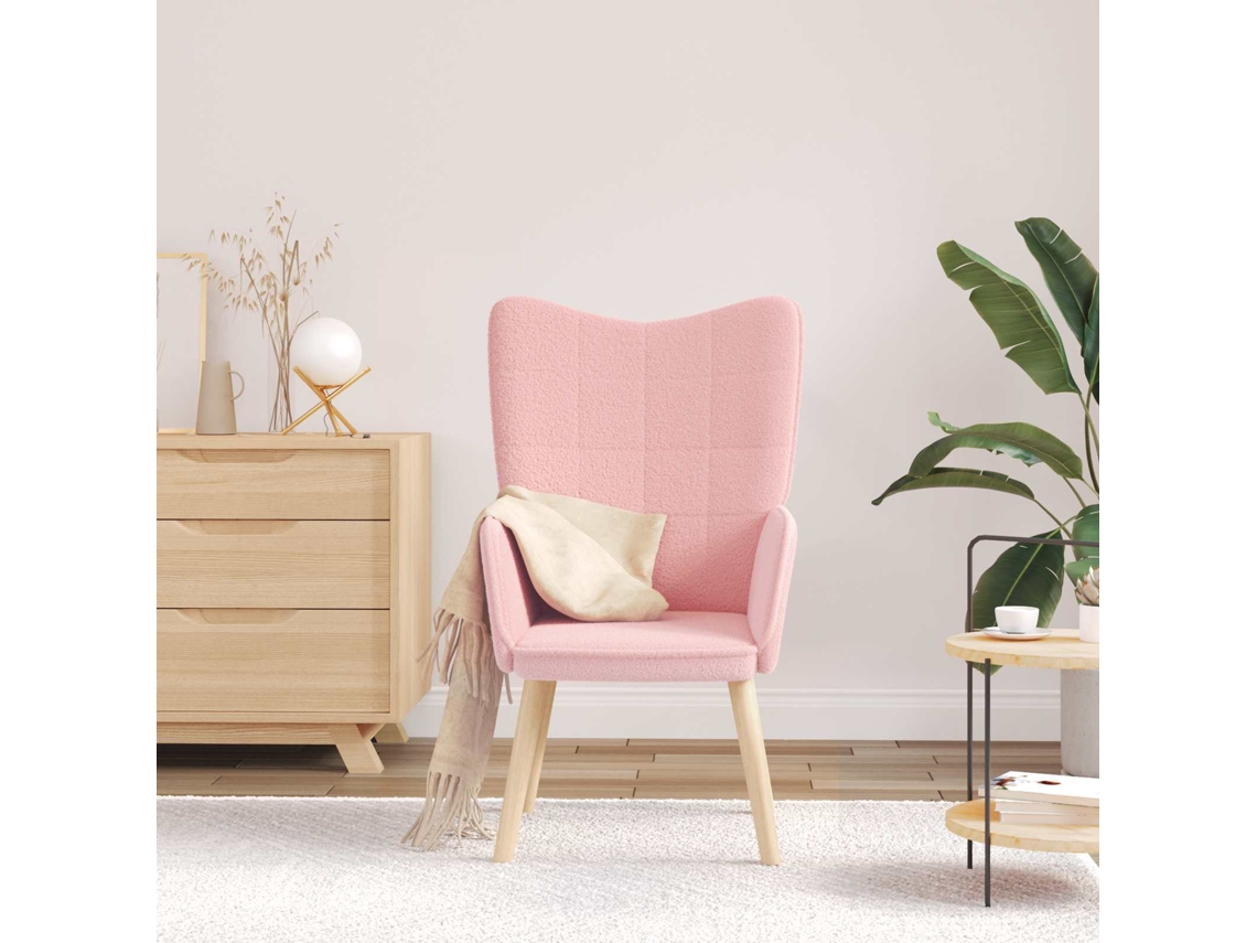 Vidaxl Poltrona Rosa 62 X 67 X 95,5 Cm Tecido Sherpa