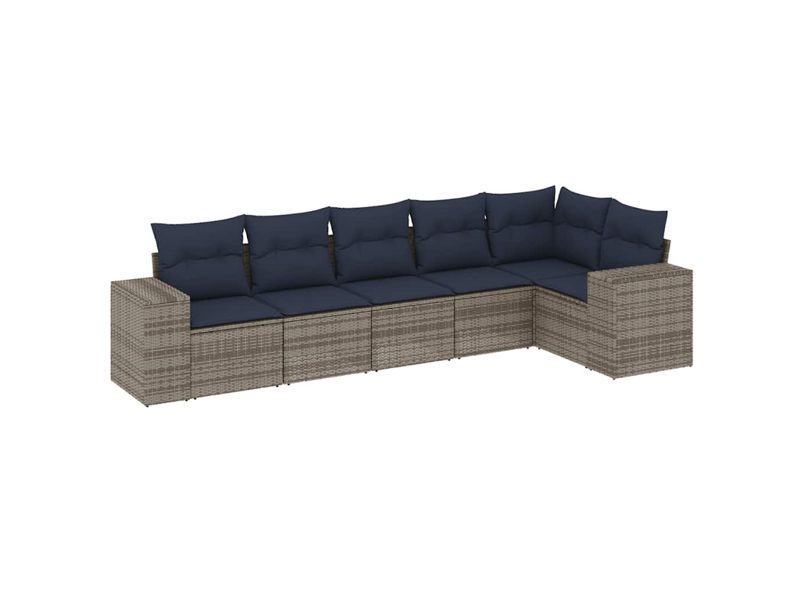 Conjunto de Sofá de Jardim, 6 Peças, Almofadas, Rattan Cinza MAISON EXCLUSIVE