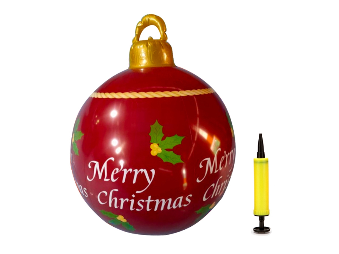 Bola inflável decorativa de natal 60cm pvc resistente S/MARCA