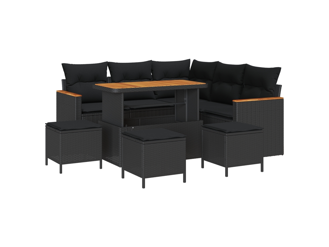 Conjunto 9 Sofá Modular Vidaxl Preto Vime Pe (110 X 55 X 71 Cm)