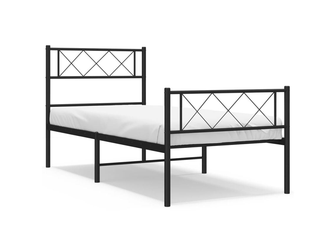Estrutura de Cama com Cabeceira e Pés Metal Preto MAISON EXCLUSIVE 90x190 cm