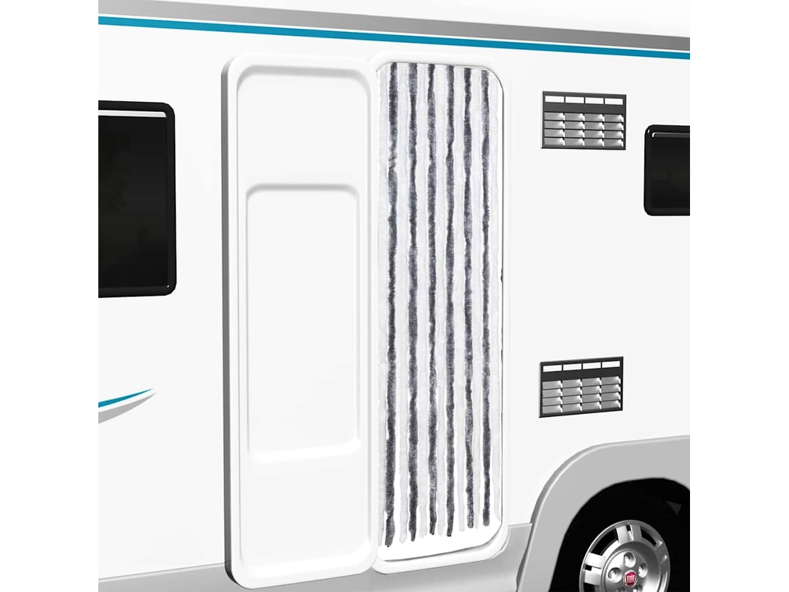 Vidaxl Cortina Anti-insetos 56x185 Cm Chenille Cinzento E Branco