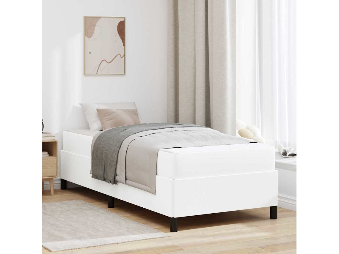 Vidaxl Estrutura Da Cama Com Colchão Branco 80 X 200 Cm Tecido