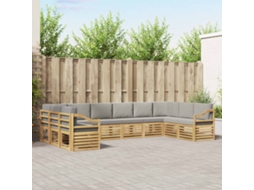 Vidaxl Conjunto De Sofá Sectional 10 Pcs Branco E Cinzento-claro