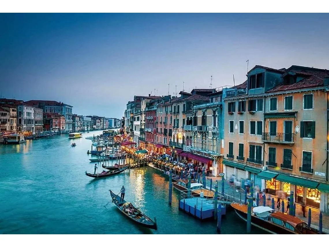 Romântico 1000 Peças Veneza Europeia Grande Canal Itália Canal Veneziano Crepúsculo Paisagem Família (azul)