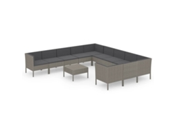 Maison Exclusive - 12 Pcs Conjunto Lounge De Jardim C/ Almofadões Vime Pe Cinzento