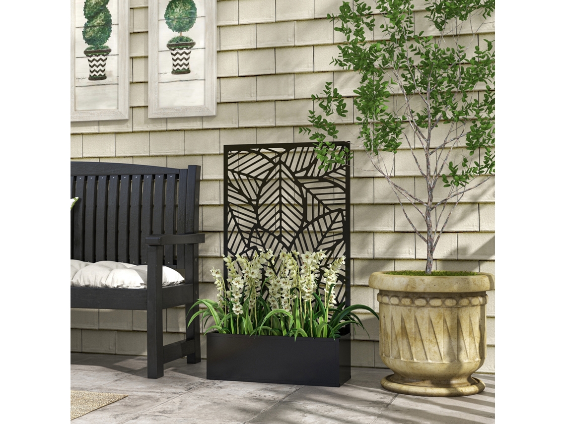 Jardineira com Brise vue Painel Treliçado para Planta Trepadora, Caixa de Flores Dim. 61l X 23l X 113h Cm