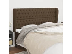 Vidaxl Cabeceira Cama C/ Abas Tecido 183x23x118/128 Cm Castanho-escuro