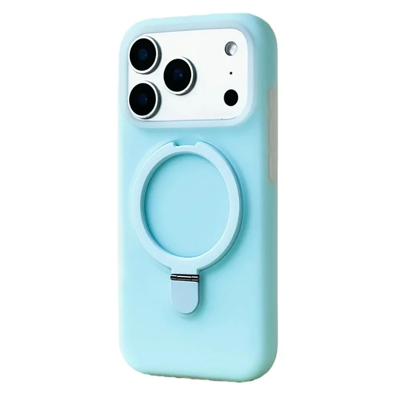 Capa De Celular Com Anel Magnético Em Silicone Líquido (azul Claro Para Iphone 15 Pro)
