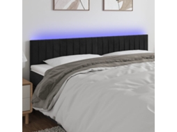 Vidaxl Cabeceira De Cama C/ Luzes Led Veludo 160x5x78/88 Cm Preto