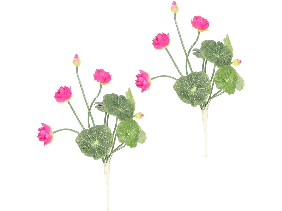 Decoração De Lótus Artificial, 2 Peças, Plástico, Flor Artificial Elegante