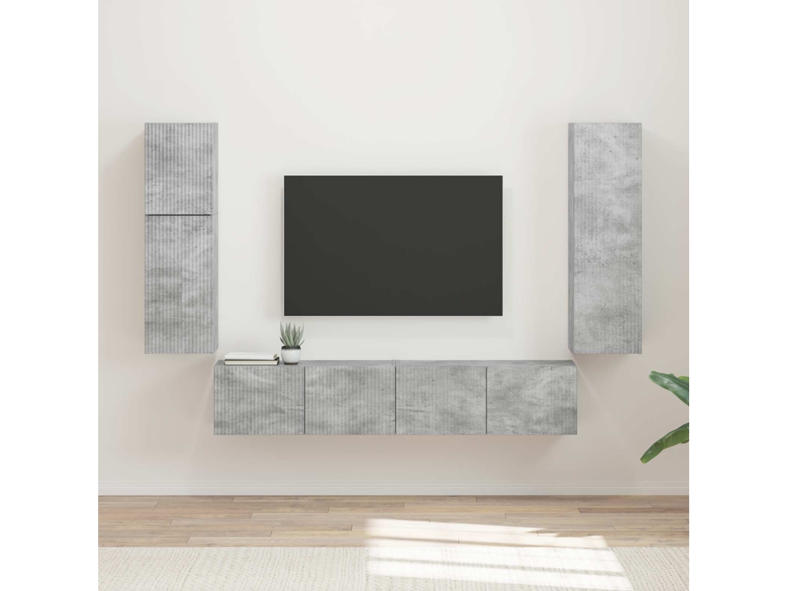 Vidaxl Conjunto De Móvel De Tv 4 Unid. Cinzento Derivados De Madeira